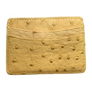 Yellow Genuine Ostrich 5 Pocket Card Card Holder Case Made in USA
